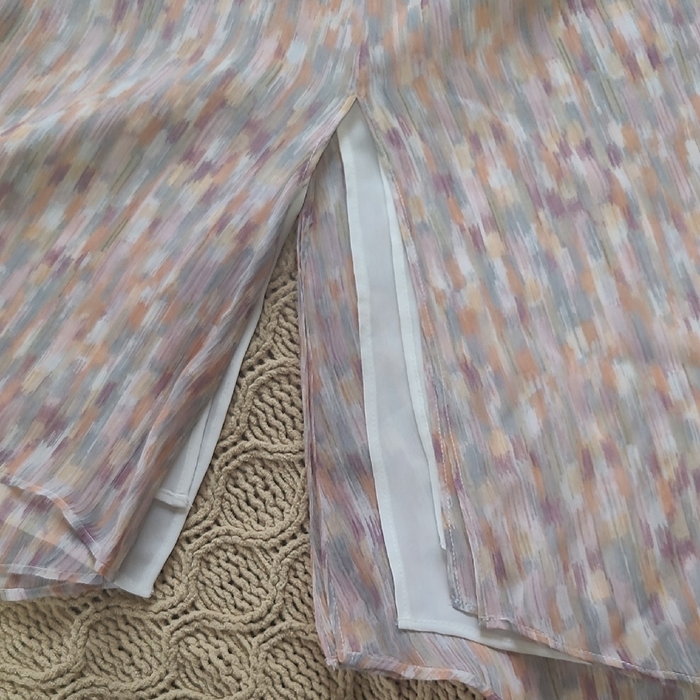 Vintage Grace Dane Lewis Silk Watercolor Handkerchief Hem Skirt - Size 14 - Picture 3 of 9